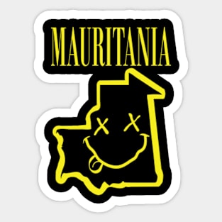 Vibrant Mauritania Africa x Eyes Happy Face: Unleash Your 90s Grunge Spirit! Smiling Squiggly Mouth Dazed Smiley Face Sticker